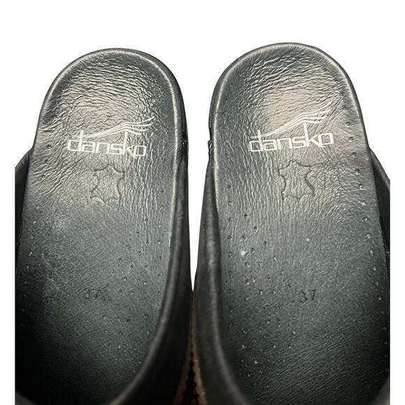Dansko Shandi Milled Nubuck Mules Clogs Black Leather Tassels EU Size 37 (6.5-7) - Picture 8 of 10